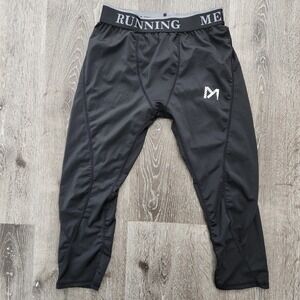 MEETYOO Mens Compression Pants Black Running Leggings Size Small Gym Base Layer